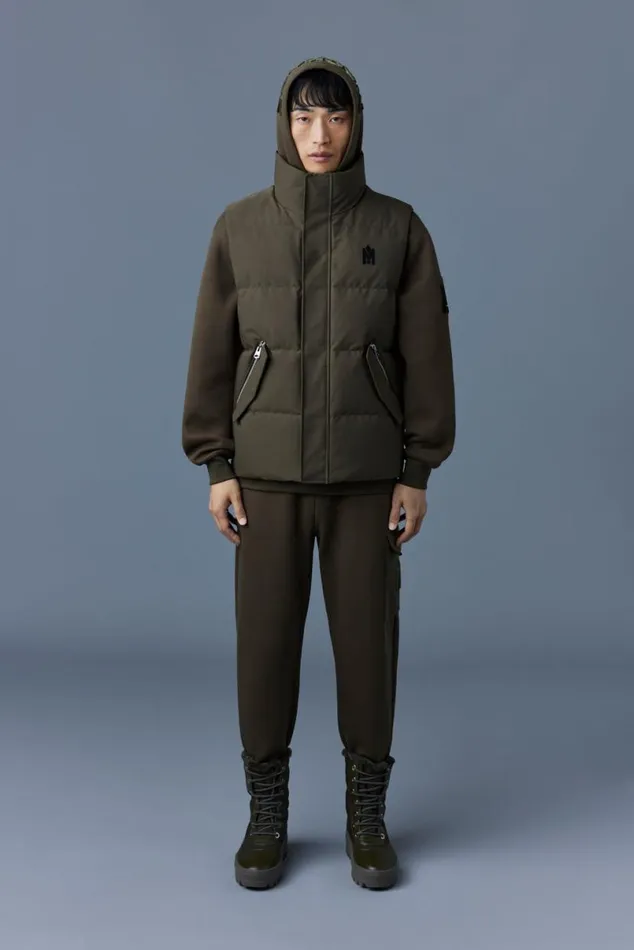 Downs and Parkas Men Mackage JOSEPH Nordic Tech Down Vest With Funnel Collar Black Downs and Parkas Men Mackage JOSEPH Nordic Tech Down Vest With Funnel Collar Black