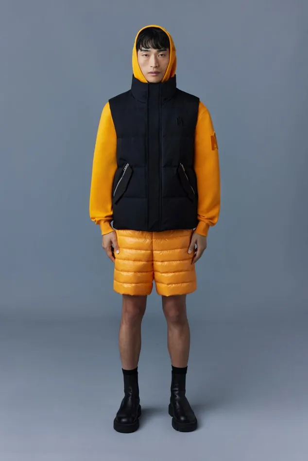 Downs and Parkas Men Mackage JOSEPH Nordic Tech Down Vest With Funnel Collar Black Downs and Parkas Men Mackage JOSEPH Nordic Tech Down Vest With Funnel Collar Black