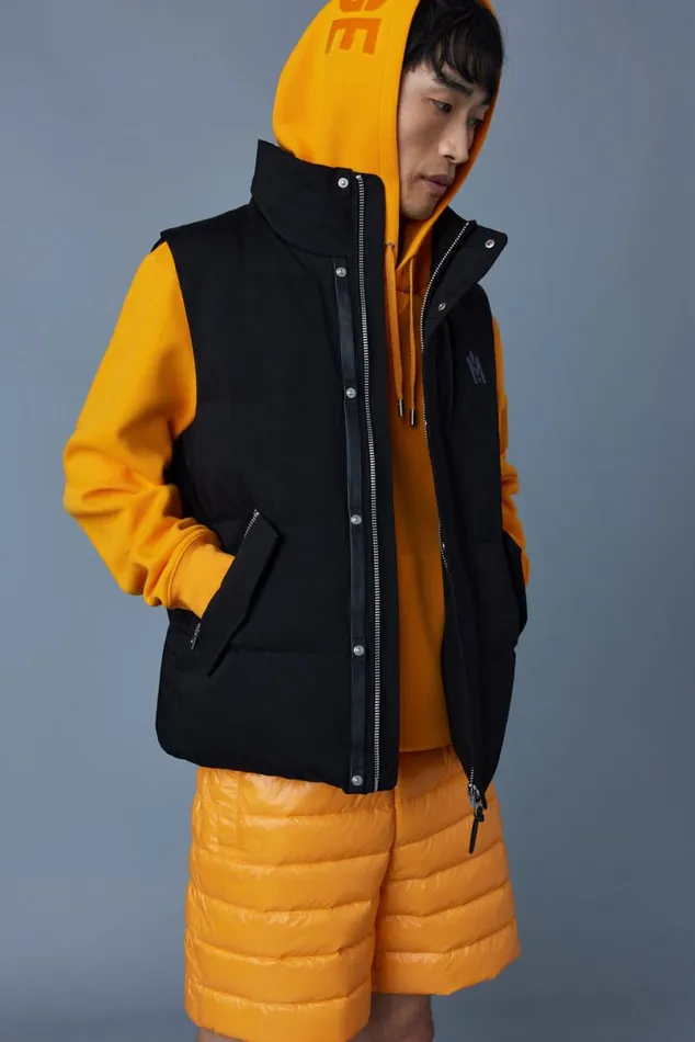 Downs and Parkas Men Mackage JOSEPH Nordic Tech Down Vest With Funnel Collar Black Downs and Parkas Men Mackage JOSEPH Nordic Tech Down Vest With Funnel Collar Black