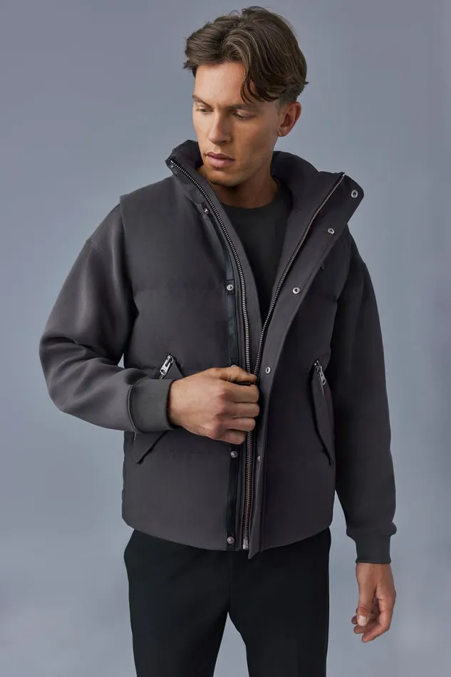 Downs and Parkas Men Mackage JOSEPH Nordic Tech Down Vest With Funnel Collar Black Downs and Parkas Men Mackage JOSEPH Nordic Tech Down Vest With Funnel Collar Black