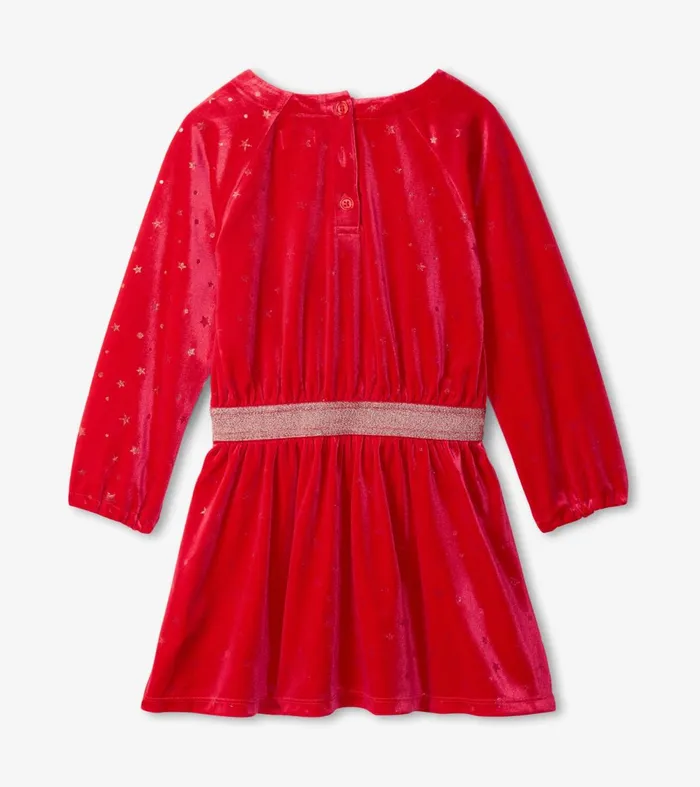 Dresses Girls Hatley Girls Holiday Stars Crushed Velour Dress