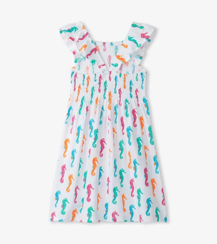 Dresses Girls Hatley Girls Painted Seahorses Smocked Dress