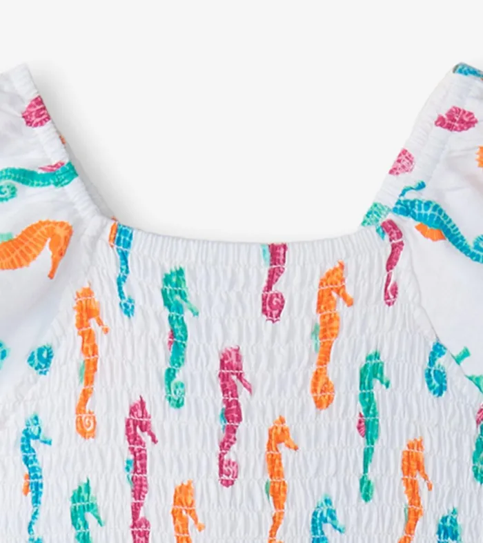 Dresses Girls Hatley Girls Painted Seahorses Smocked Dress