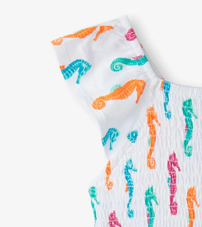Dresses Girls Hatley Girls Painted Seahorses Smocked Dress