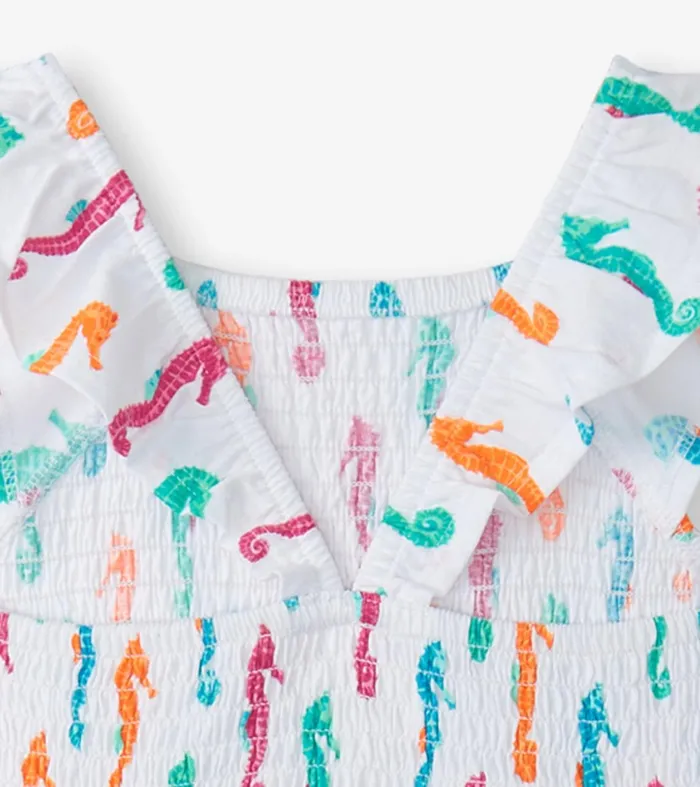 Dresses Girls Hatley Girls Painted Seahorses Smocked Dress