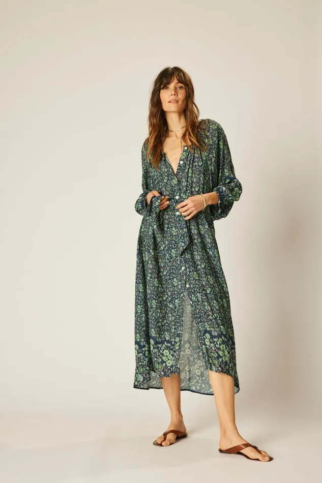 Dresses Shop Natalie Martin ALEX MIDI Petite Fleur Marine