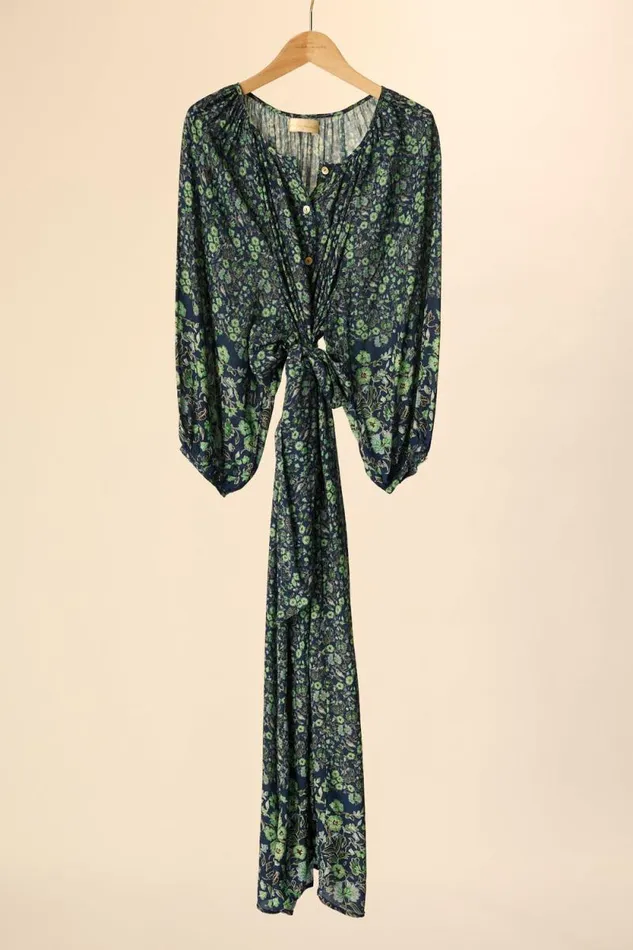 Dresses Shop Natalie Martin ALEX MIDI Petite Fleur Marine