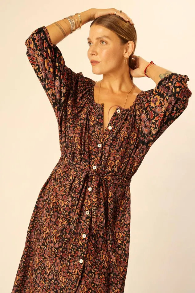 Dresses Shop Natalie Martin ALEX MIDI Petite Fleur Noire