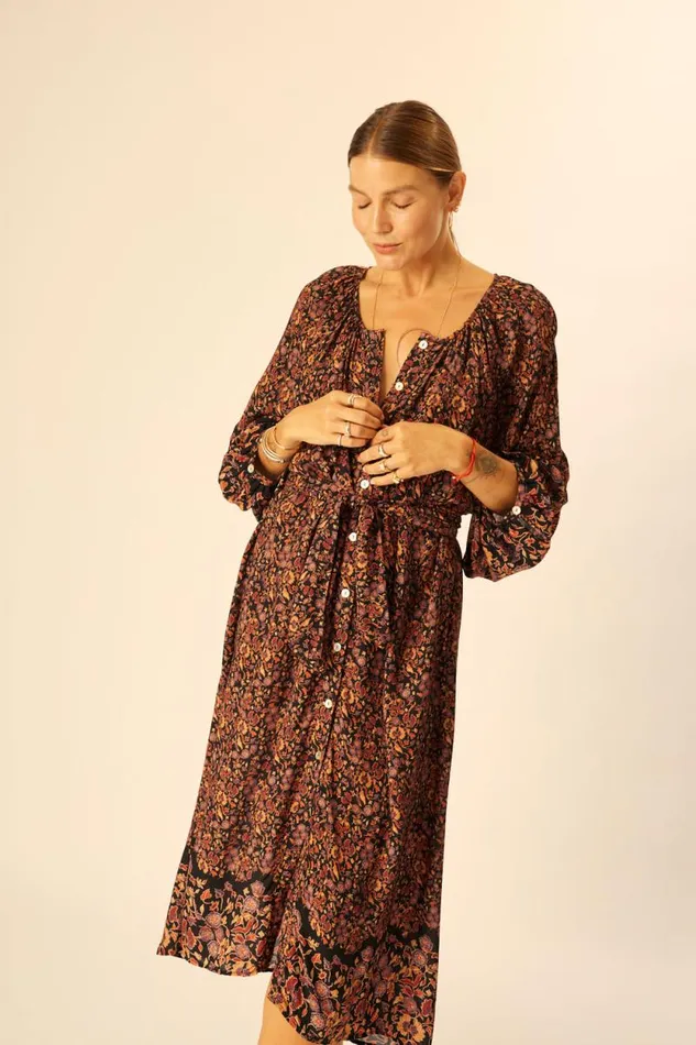 Dresses Shop Natalie Martin ALEX MIDI Petite Fleur Noire