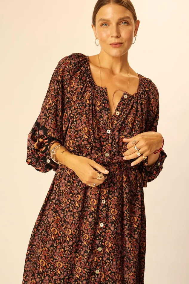 Dresses Shop Natalie Martin ALEX MIDI Petite Fleur Noire