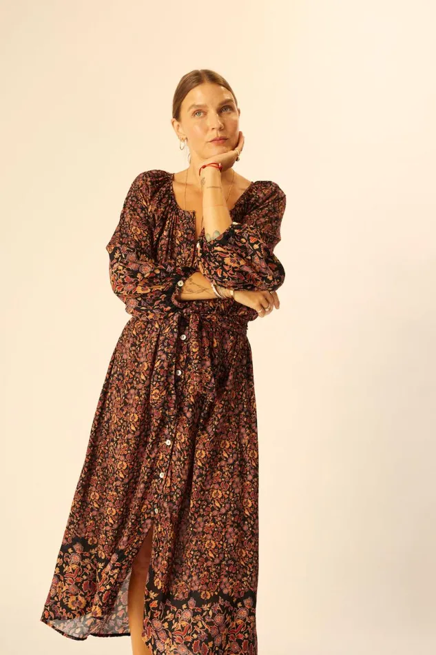 Dresses Shop Natalie Martin ALEX MIDI Petite Fleur Noire