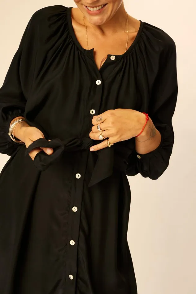 Dresses Shop Natalie Martin ALEX SHORT DRESS Black Silk