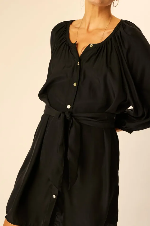 Dresses Shop Natalie Martin ALEX SHORT DRESS Black Silk