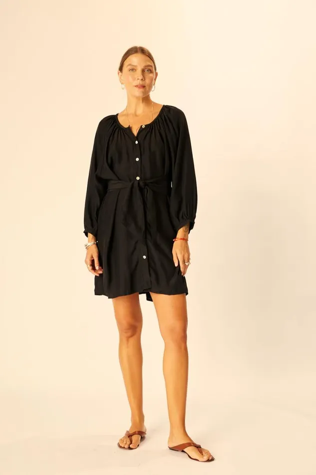 Dresses Shop Natalie Martin ALEX SHORT DRESS Black Silk