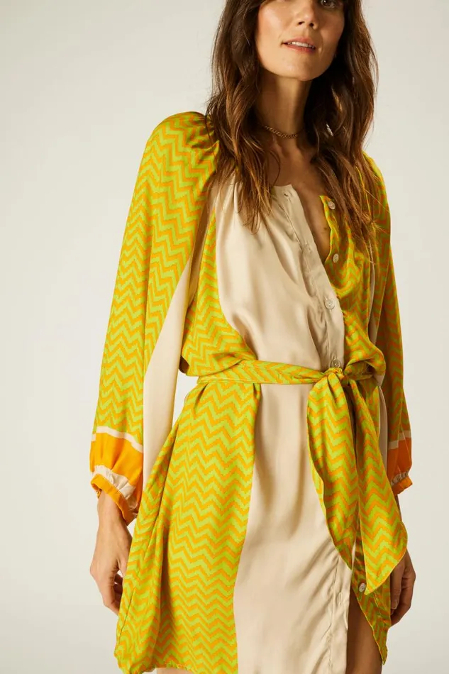 Dresses Shop Natalie Martin ALEX SHORT DRESS Block Zigzag Tangerine