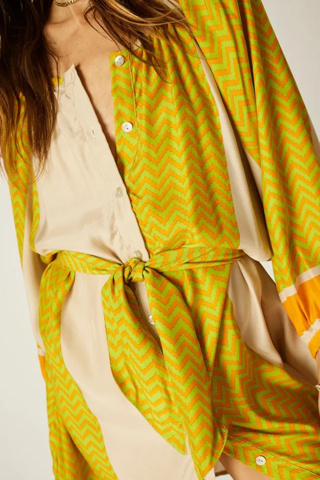 Dresses Shop Natalie Martin ALEX SHORT DRESS Block Zigzag Tangerine