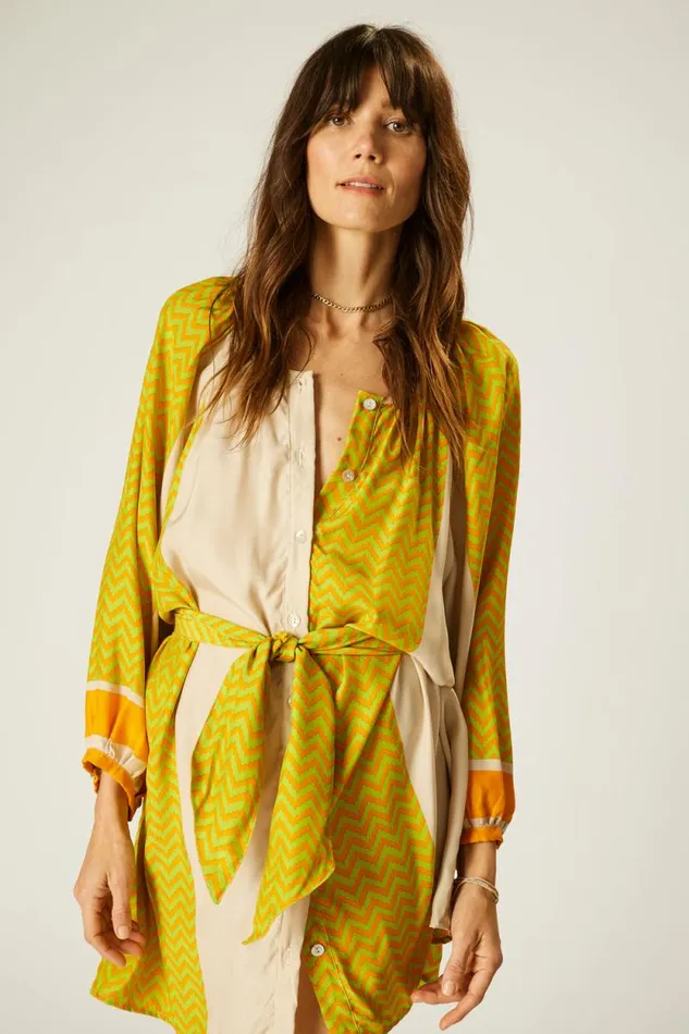 Dresses Shop Natalie Martin ALEX SHORT DRESS Block Zigzag Tangerine