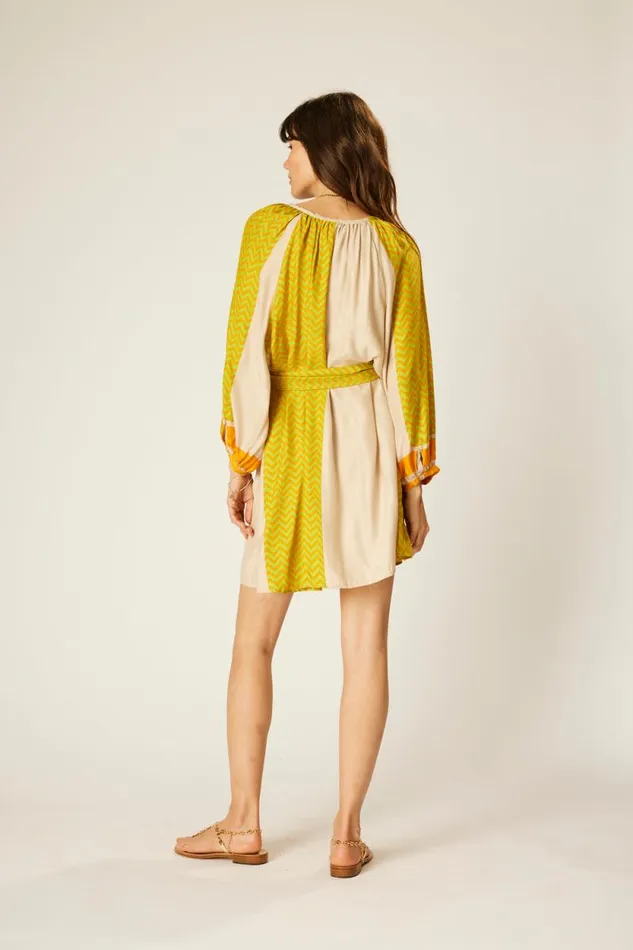 Dresses Shop Natalie Martin ALEX SHORT DRESS Block Zigzag Tangerine