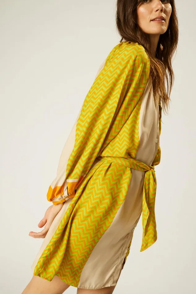Dresses Shop Natalie Martin ALEX SHORT DRESS Block Zigzag Tangerine