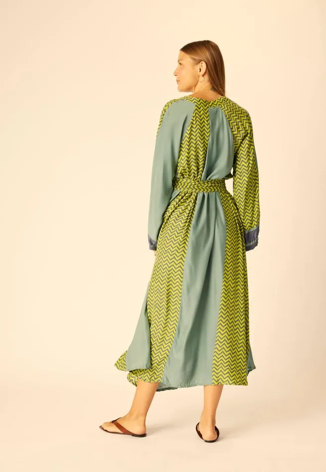 Dresses Shop Natalie Martin FIORE MAXI Block Zigzag Lime