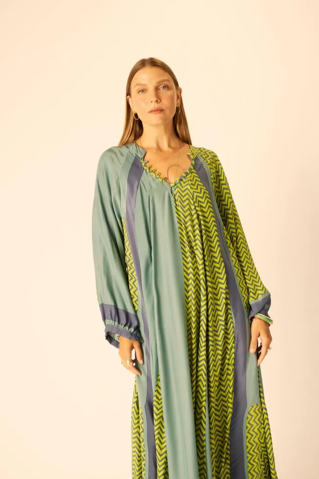 Dresses Shop Natalie Martin FIORE MAXI Block Zigzag Lime
