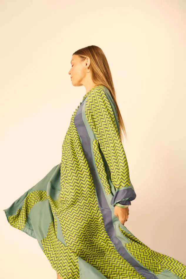 Dresses Shop Natalie Martin FIORE MAXI Block Zigzag Lime