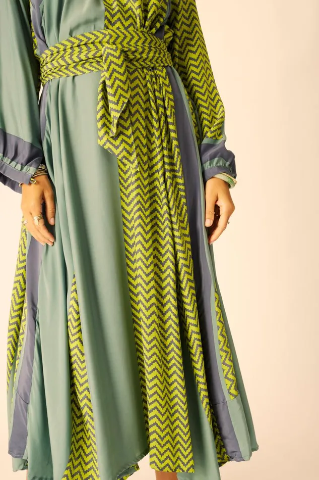 Dresses Shop Natalie Martin FIORE MAXI Block Zigzag Lime