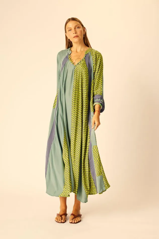 Dresses Shop Natalie Martin FIORE MAXI Block Zigzag Lime