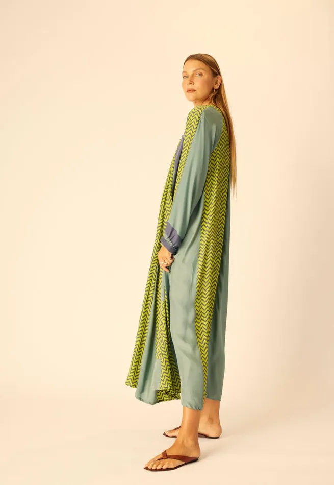 Dresses Shop Natalie Martin FIORE MAXI Block Zigzag Lime