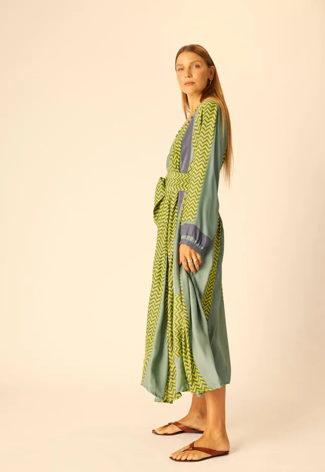 Dresses Shop Natalie Martin FIORE MAXI Block Zigzag Lime