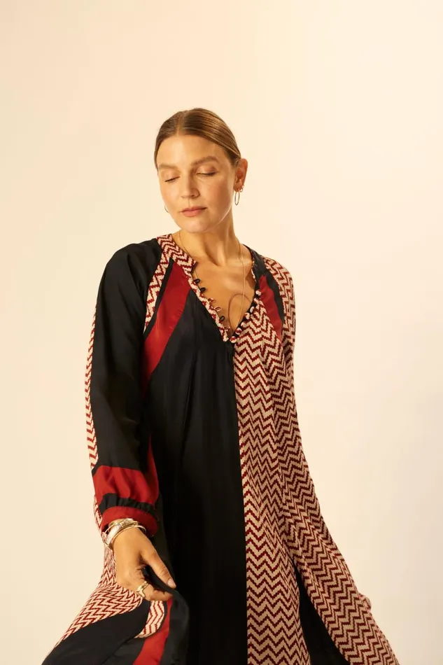 Dresses Shop Natalie Martin FIORE SHORT DRESS Block Zigzag Noire