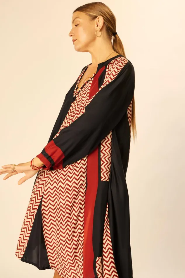 Dresses Shop Natalie Martin FIORE SHORT DRESS Block Zigzag Noire