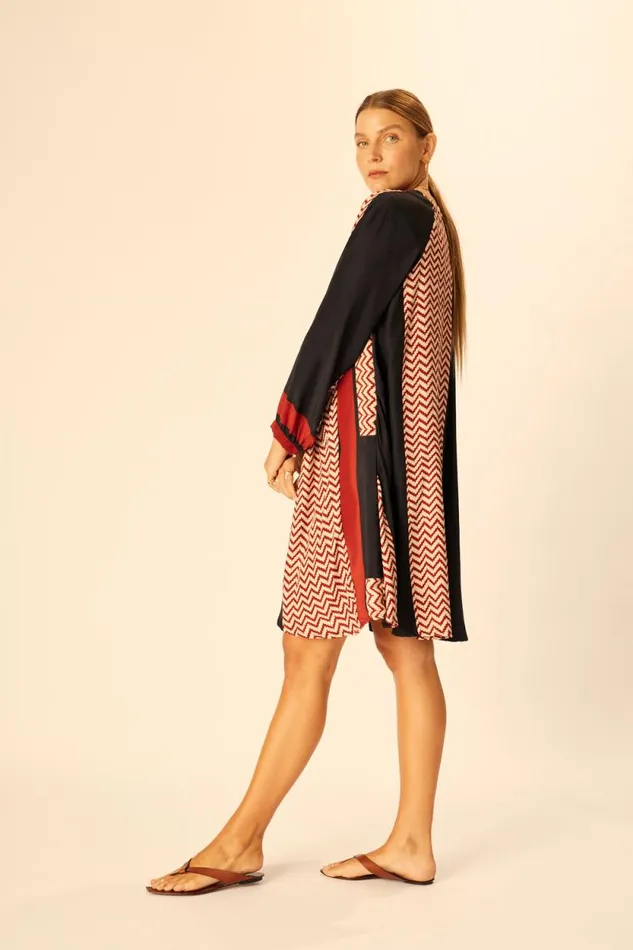 Dresses Shop Natalie Martin FIORE SHORT DRESS Block Zigzag Noire