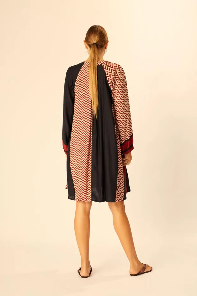 Dresses Shop Natalie Martin FIORE SHORT DRESS Block Zigzag Noire