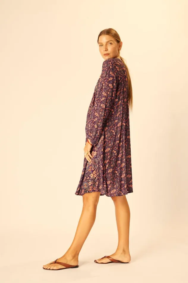 Dresses Shop Natalie Martin FIORE SHORT DRESS Petite Fleur Aubergine