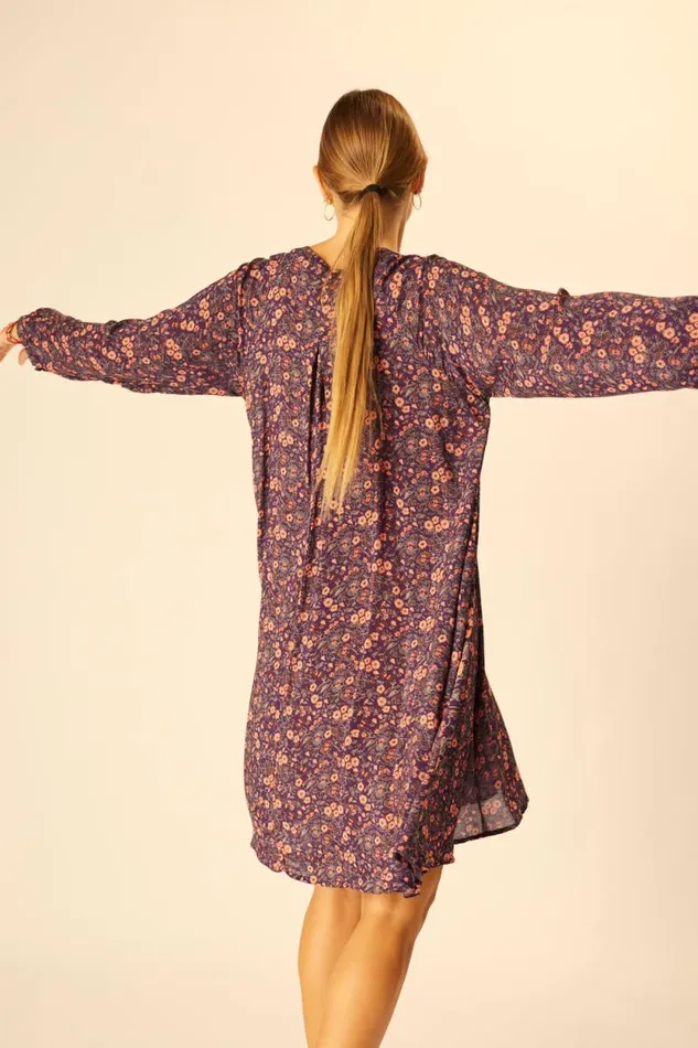 Dresses Shop Natalie Martin FIORE SHORT DRESS Petite Fleur Aubergine