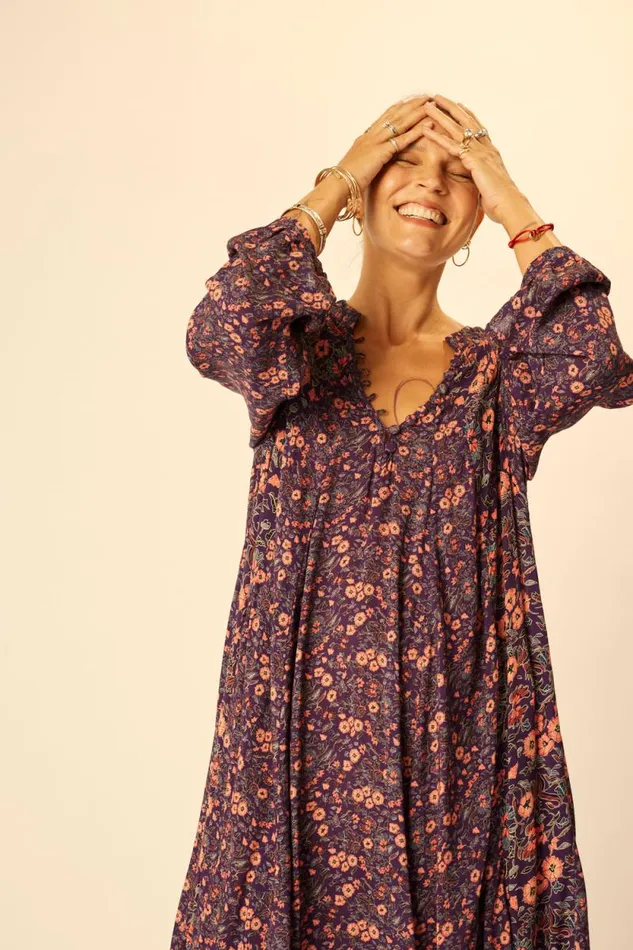Dresses Shop Natalie Martin FIORE SHORT DRESS Petite Fleur Aubergine