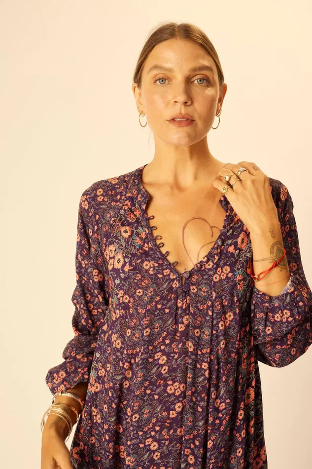 Dresses Shop Natalie Martin FIORE SHORT DRESS Petite Fleur Aubergine