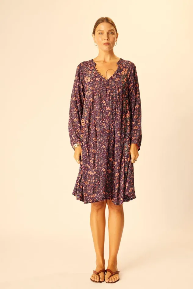Dresses Shop Natalie Martin FIORE SHORT DRESS Petite Fleur Aubergine