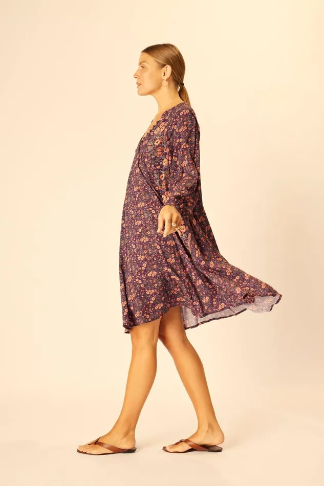 Dresses Shop Natalie Martin FIORE SHORT DRESS Petite Fleur Aubergine
