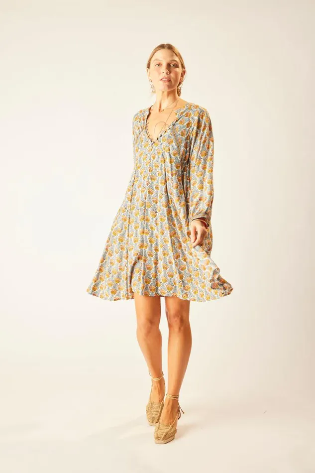 Dresses Shop Natalie Martin FIORE SHORT DRESS Tulip Print French Blue