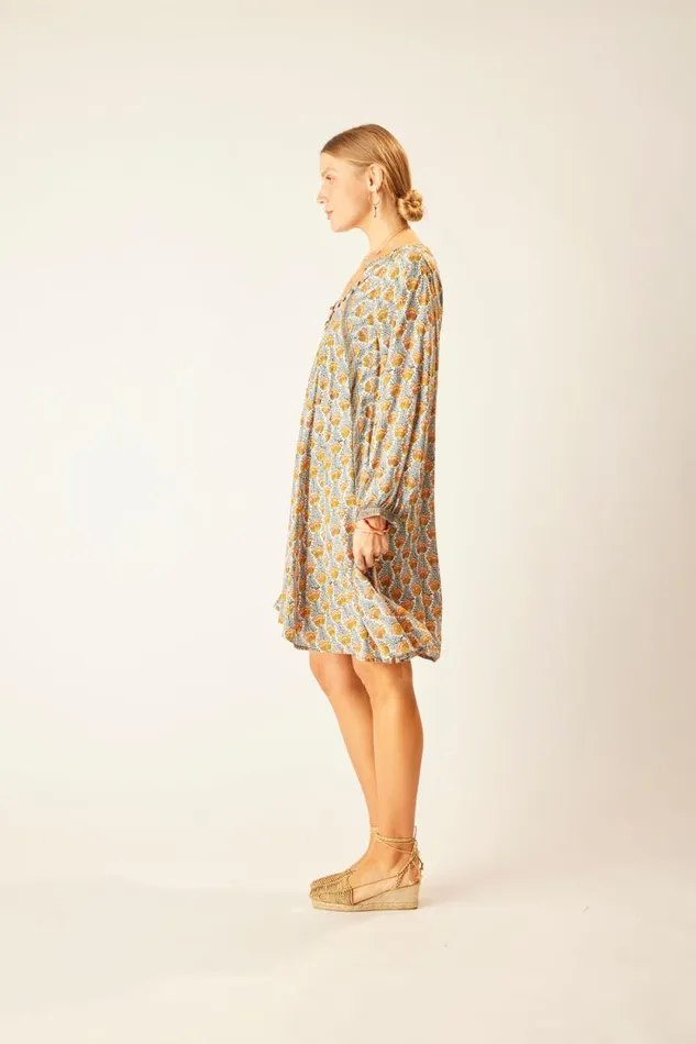 Dresses Shop Natalie Martin FIORE SHORT DRESS Tulip Print French Blue