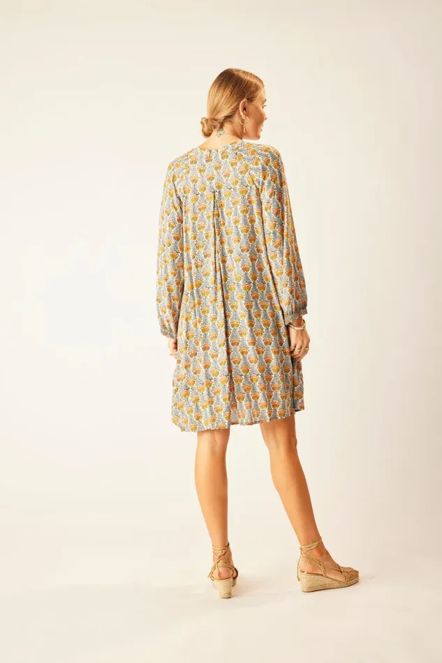 Dresses Shop Natalie Martin FIORE SHORT DRESS Tulip Print French Blue