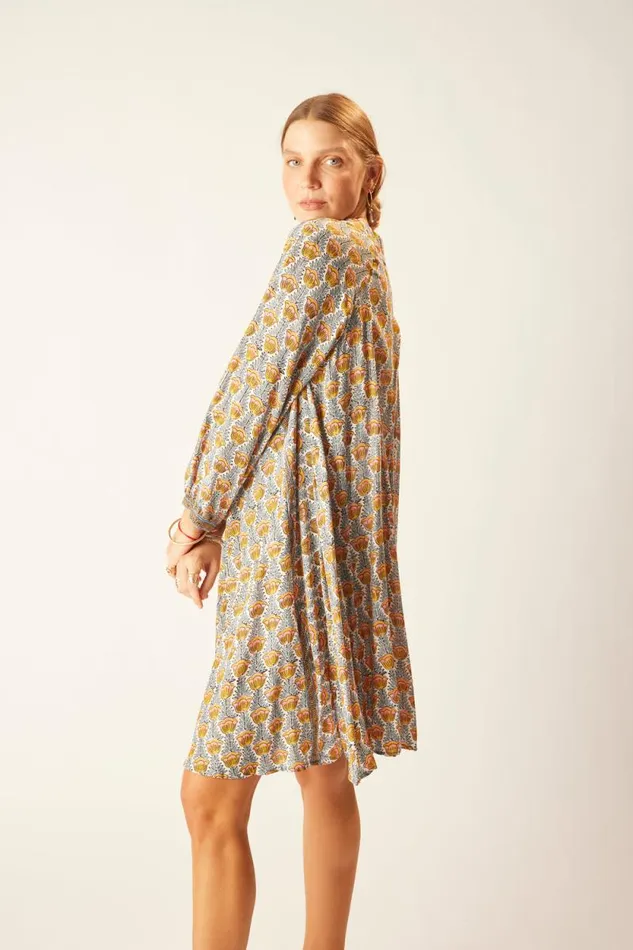 Dresses Shop Natalie Martin FIORE SHORT DRESS Tulip Print French Blue