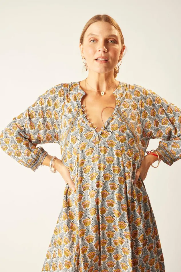 Dresses Shop Natalie Martin FIORE SHORT DRESS Tulip Print French Blue