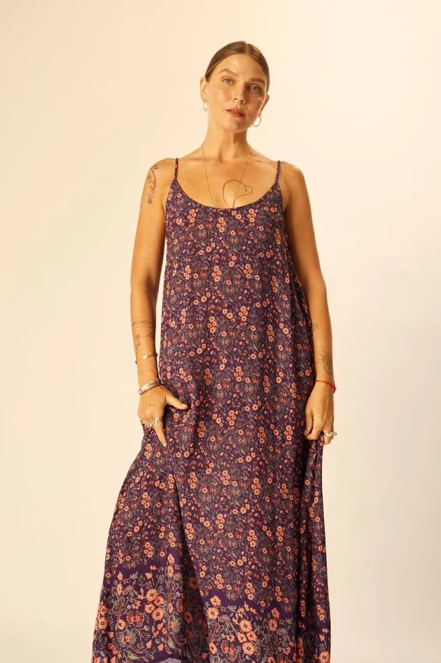 Dresses Shop Natalie Martin HEATHER MAXI Petite Fleur Aubergine