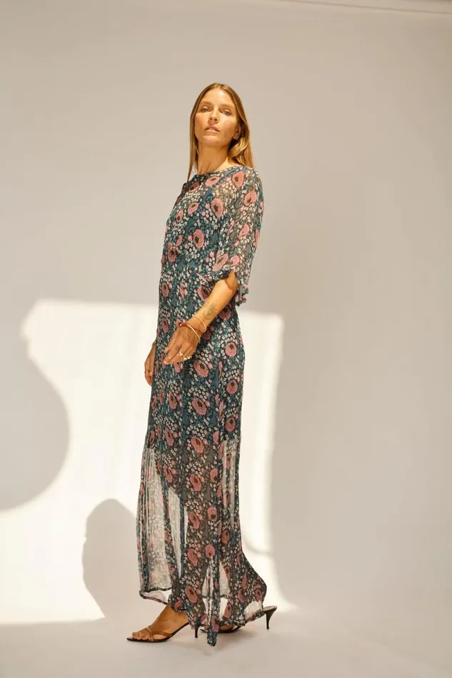 Dresses Shop Natalie Martin LILY DRESS Vintage Flowers Indigo
