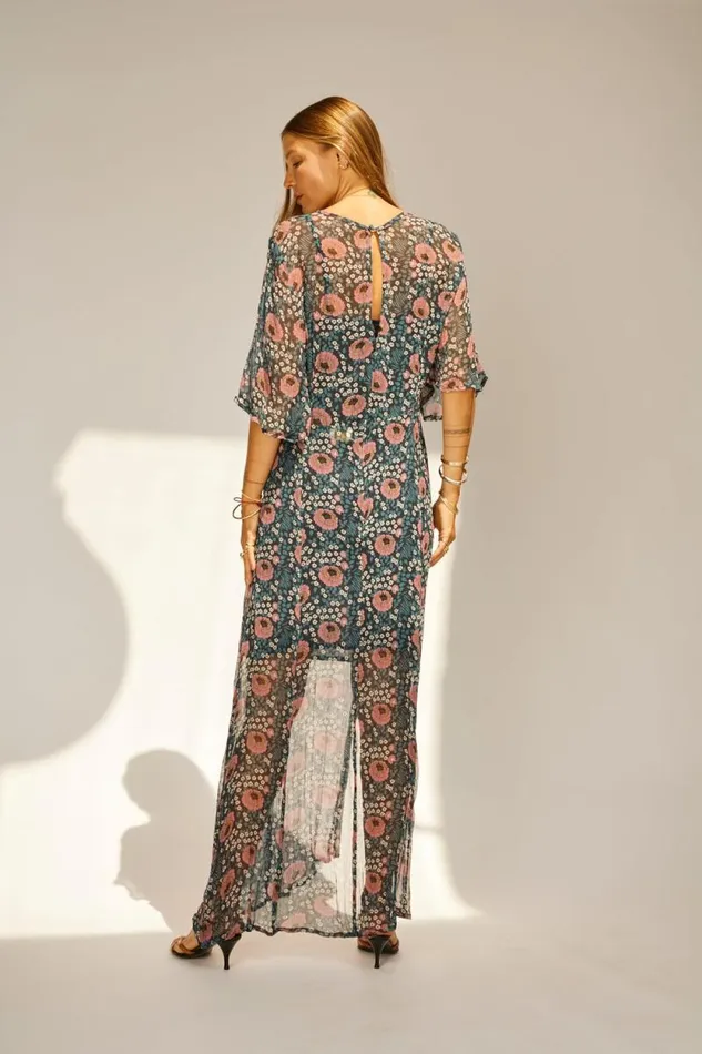 Dresses Shop Natalie Martin LILY DRESS Vintage Flowers Indigo