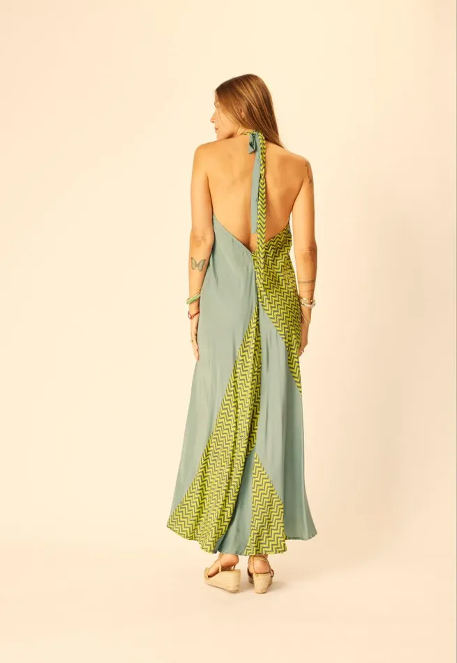 Dresses Shop Natalie Martin LOLA DRESS Block Zigzag Lime