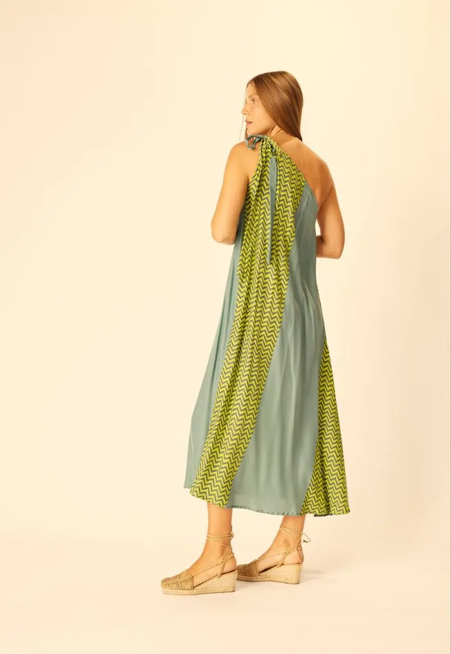 Dresses Shop Natalie Martin LOLA DRESS Block Zigzag Lime